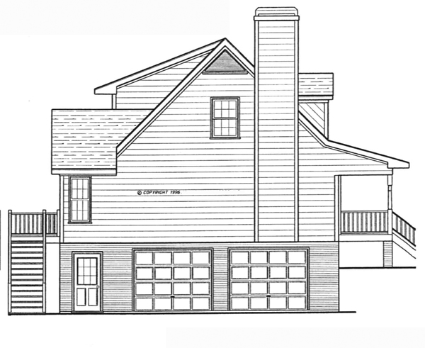 Left Elevation image of Woodland House Plan